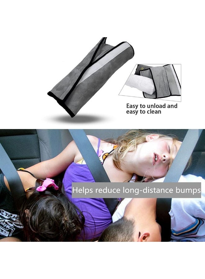 COFFLED Gray Seat Belt Pillow for Kids 2PC, Seatbelt Pillow for Child Travel, Seat Belt Pillow for Toddler Head Protector, Shoulder Pad for Car Safety Seatbelt, Car Sleeping Seat Belt Pillow Support - Image 2